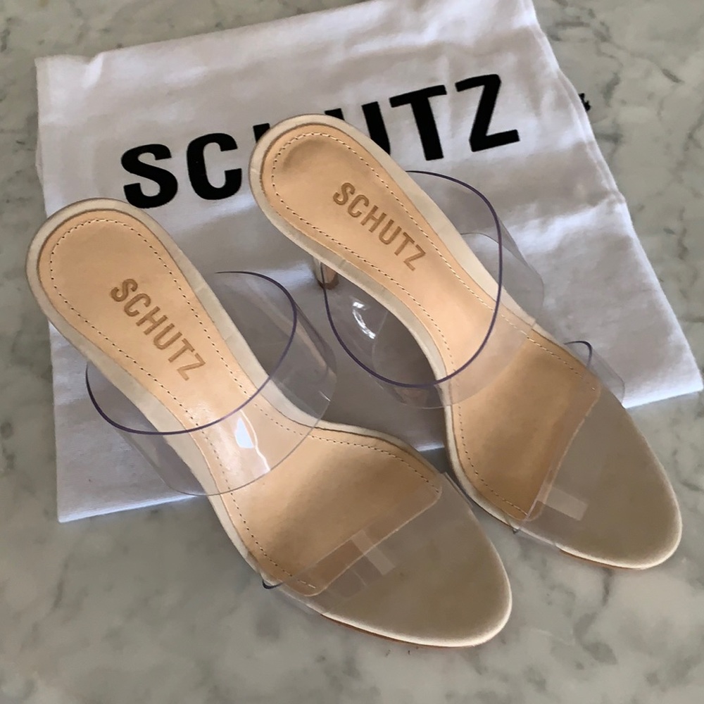 Schultz Arielle Clear Strap High Heel Slide